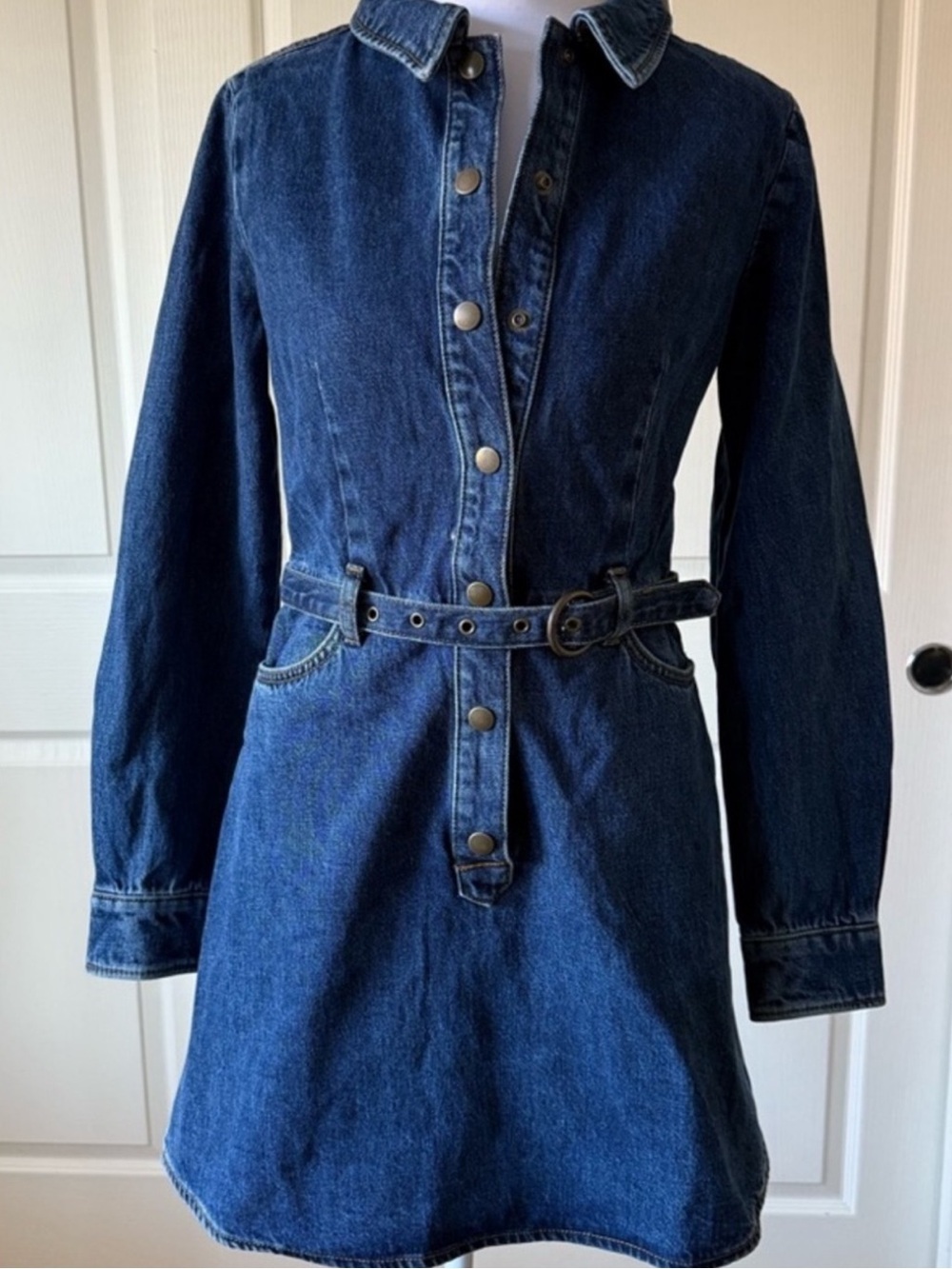 ASOS Dark Blue Denim Mini Shirt Dress with Belt